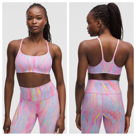 Lululemon Athletica Wunder Train Strappy Racer Bra C/D in Prism Marble Multi - Picture 1 of 6